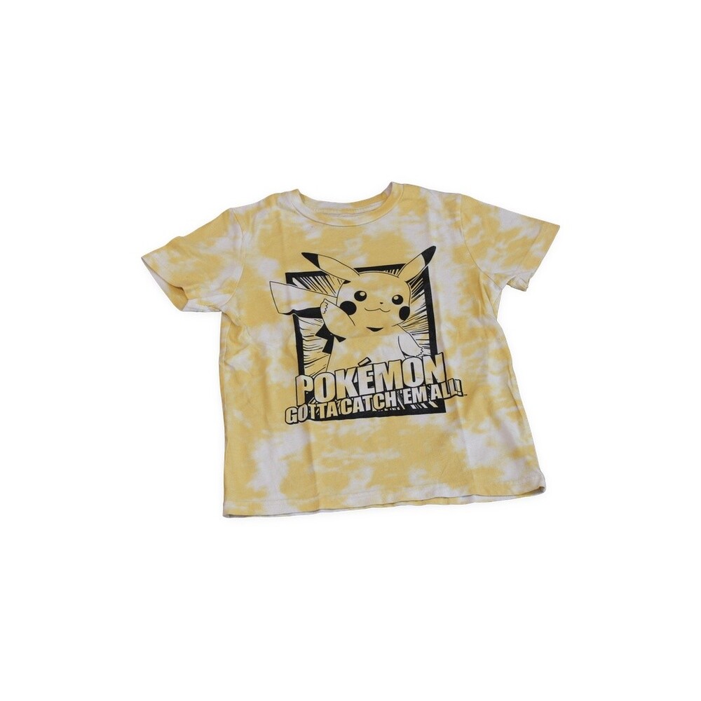 Pokemon Kids T-Shirt Size Kids S Yellow and White Tie-Dye Pikachu Graphic